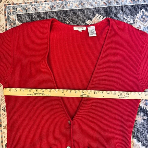 Talbots Women’s Red 100% Cotton Knit Button Down Cardigan Size Medium - Picture 8 of 11